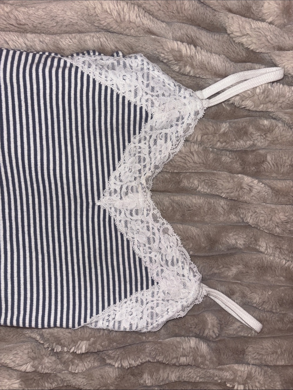 Hollister Navy & White Striped Lace Trim Camisole - Picture 4 of 4